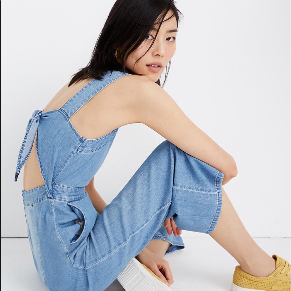 Madewell Light Blue Denim Tie-Back Jumpsuit